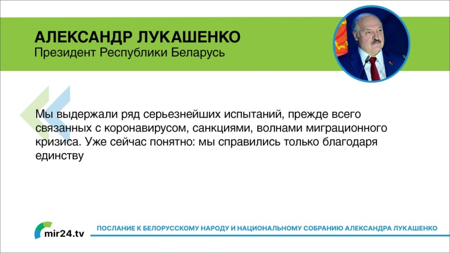 Послание Александра Лукашенко белорусскому народу и Национальному собранию. Главное