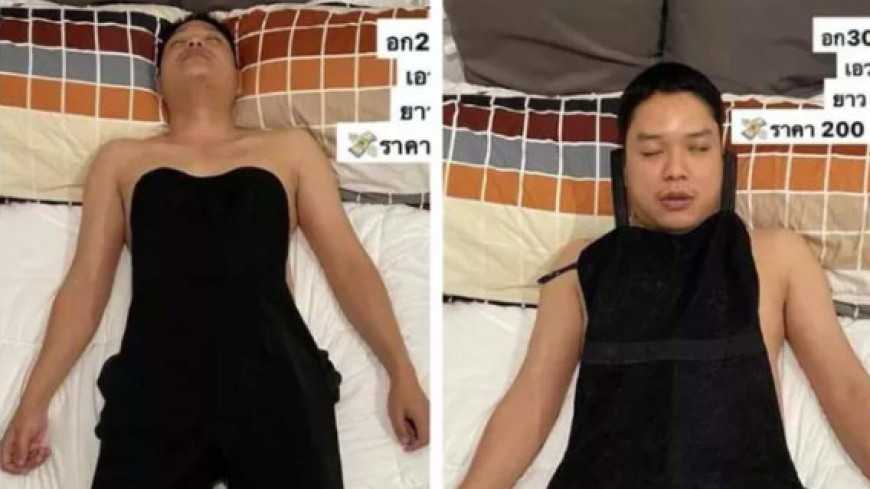 Филиппинка использовала спящего мужа как манекен для женской одежды