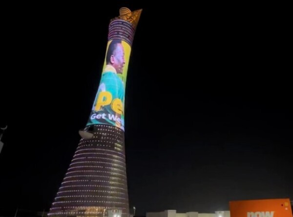 Пожелание здоровья Пеле появилось на башне в столице Катара