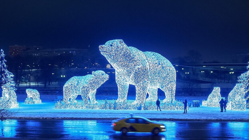 Московские белые медведи: инсталляция длиной почти 300 метров украсила Ростокинский акведук