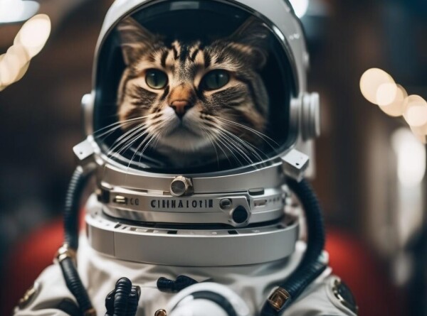 Если бы котики были космонавтами. Фото от нейросети