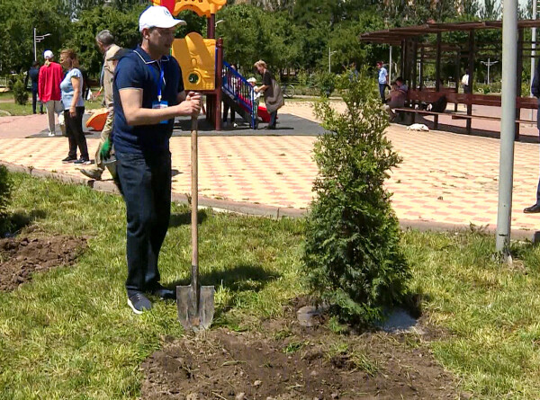 Участники Евразийской группы высадили деревья в одном из парков Бишкека